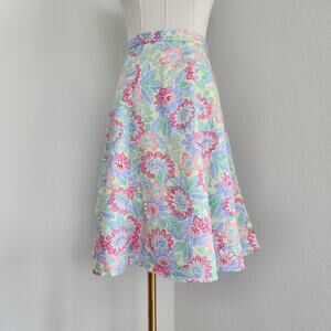Y2K Coldwater Creek Colorful Pastel Floral A-Line Mini Skirt Vintage Medium
